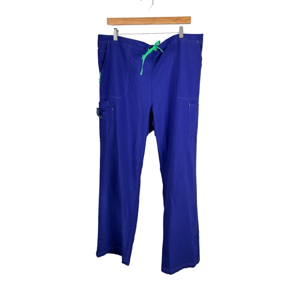 Carhartt Women's Royal Blue Scrub Pants with Green Drawstring